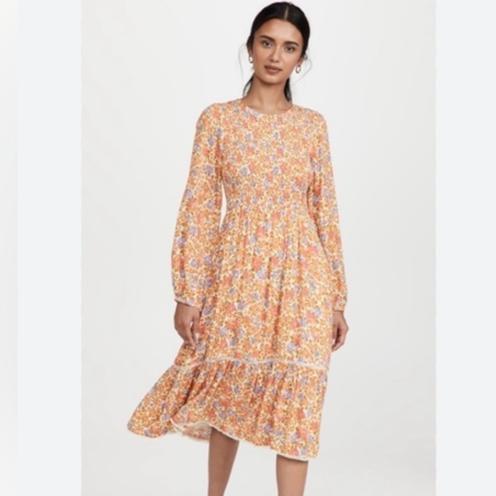 LOST + WANDER BEAUTIFUL FLORAL MIDI RAYON DRESS. Size XL. EUC